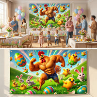 Easter Party Backdrop Bright Print Easter Photography Backdrop Large Size Bunny Bunny Party Background for Photographers, Parents, Home, Infant Shower