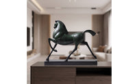 Horse Sculpture Cast Aluminum Horse Figurine Lustrous Equestrian Figurine with Equestrian Figure for Homeowners, Living Room