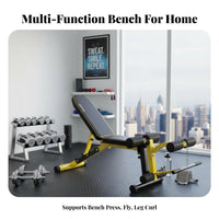 Stable Multi-Functional Exercise Bench Heavy Duty Adjustable Weight Bench Ergonomic Design Home Gym Equipment Sweat-Resistant for Fitness Enthusiasts, Bodybuilders