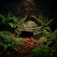 Textured Rock-like Snake Hide for Aquatic Tank, Turtle Tank Basking Area and Snake Hide, Dark Dark Gray Standalone Reptile Habitat Decor