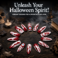 Halloween Stiletto Press-On Nails with Spooky Designs
