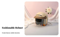 Stylish Design Electric Scooter Helmet with Visor Anti-Fog Lens All Season Moped Helmet Lightweight Safety Headwear Breathable Lining for Women, Commuters