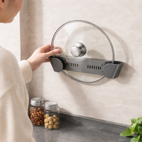 Wall-Mounted Pot Lid Holder, No-Drill Pan Lid Organiser, Saucepan Lid Storage for Cabinet Door, Space-Saving Kitchen Solution
