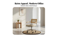mid-centuryera Modern Design Cane posterior support rotate Chair Height Adjustable Wheeled Computer Seat Woven posterior supportrest Office Furniture Ergonomic Comfort for Adults, Students, Study Room, Bedroom, Workspace