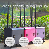 Foot Massage Technician Case Large Capacity Rolling Pedicure Tool Case Portable Multi-Compartment Organizer Trolley for Pedicurists, Mobile Services