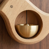 Japanese Inspired Design Entry Door Signal Bell Solid Wood Craft Bird Shaped Door Chime 2-Way Installation Shopkeeper's Bell for Entryway, Shop, Refrigerator
