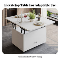 Space-Saving Expandable Lift-Top Table Minimalist Design Lift-Top Coffee Desk with Drawer Hidden Storage Multi-Purpose Furniture Easy to Clean for Apartment Dwellers, Small Families, Home Office Workers, Living Room, Dining Area