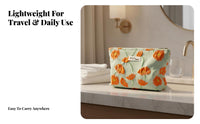 Floral Makeup Bag Large Capacity Embroidered Floral Makeup Bag Portable