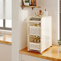 3 Tier Kitchen Countertop Organiser, Pull-Out Spice Rack, Knife & Chopstick Holder, Carbon Steel Storage, 16cm x 40cm x 49cm