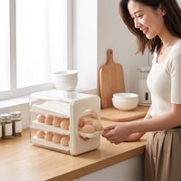 Egg Storage Box Clear Egg Organizer with Drawers Transparent for Kitchen