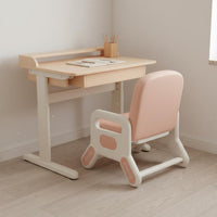 Grows with Child Height Adjustable Children's Desk Set Ergonomic Design Adjustable Height Kids Desk Sturdy & Long-Lasting Kids Table and Chairs Set Wipe-Clean Surface for Toddlers, Preschoolers, Playroom, Daycare