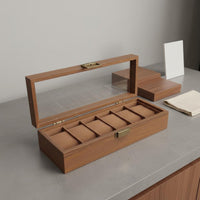Wooden Watch Display Case Vintage Design Watch Collection Box Individual Accessory Storage Clear View Lid Particles-Resistant