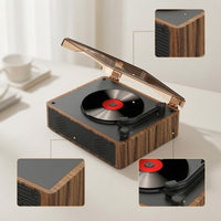 Wood-Grain CD Player with Speakers Retro CD Player with Bluetooth Compact Small for Audiophiles, Home, Bedroom, Office