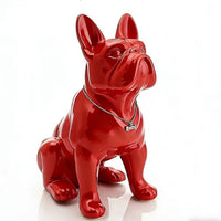 French Canine Figurine Glossy French Canine Statue Decorative Dog Statue with Necklace for Office, Entryway