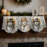 Christmas Snowman Gold Hat Fireplace Mantel Scarf for Holiday Party Decor