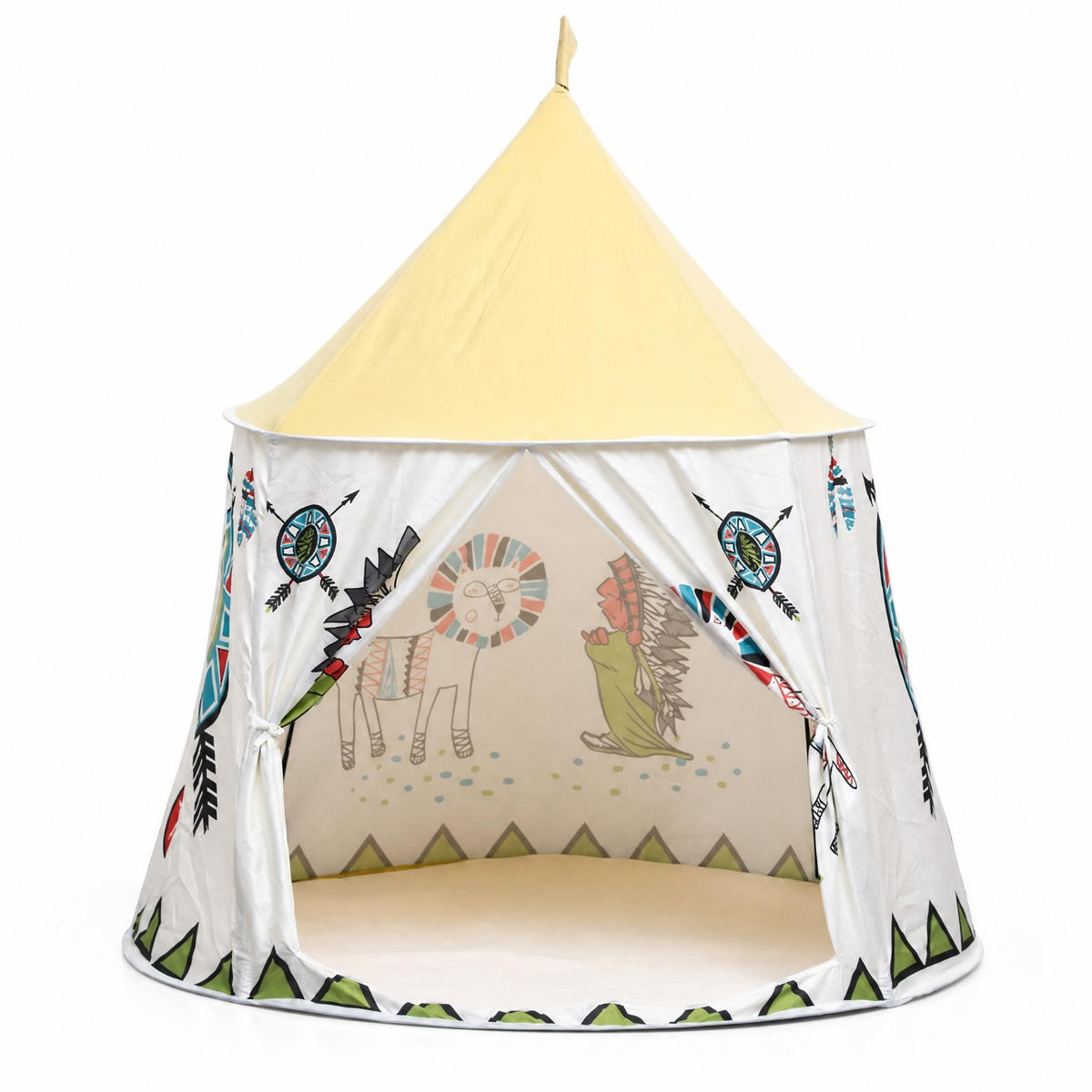 Peaked Roof Indoor Children's Play Tent Small Flag Conical Play Tent Framed Lightweight