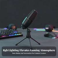 RGB Gaming Audio Device Plug and Play Gaming Audio Device Kit High-Fidelity Sound Single-Tap Mute for Content Artist S