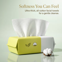 Facial Towel 60 Count, Extra Thick Face Cleansing Cloth for Makeup Removal Pattern Single Layer Dry Wipes for Baby and Adults, Soft