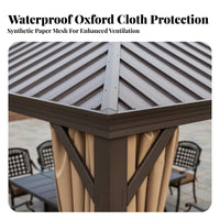 Permanent Roof Gazebo with Curtains Protection Garden Pavilion Weather Resistant Outdoor Shelter for Families, Business Owners, Backyard, Waterside