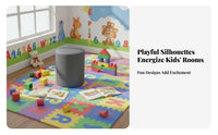 Foliage-Shaped Ottoman Colorful Varieties Playroom Furnishing Water-Resistant Upholstery for Young Children, Parents