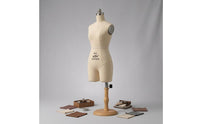 Linen-Textured Female Dress Form Mannequin Light Beige Material-Covered Dress Form Split-Leg Female Mannequin Torso Stand Wooden Base for Dressmakers, Fashion Design