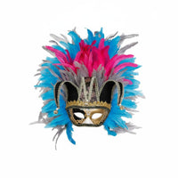 Feathered Feather Masquerade Mask Vintage Venetian Half Mask Retro Design Masquerade Headpiece Dramatic for Carnival, Halloween
