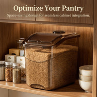 Rice Storage Container with Measuring Cup, Large Cereal, for food cupboard organization, Airtight Dry Bin