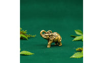 Brass Elephant Figurine Intricate Details Miniature Tea Ceremony Figurine Pet Hand-Polished Small Statue for Collectors, Desktop, Car Dashboard