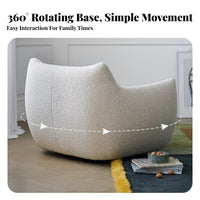 360-Degree rotate Rotating Club Seat Cartoon-Inspired Design Upholstered Barrel Chair Sherpa Upholstery Single Sofa Rounded Shape for Homeowners, Young Adults, Bedroom, study corner
