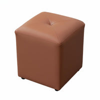 Genuine Leather Upholstered Pouf Light Luxury Design Low Stool Multi-Functional Footrest Space-Saving for Children, Homeowners, Living Room, Beside Coffee Table, Small Spaces, Entryway