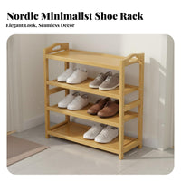 Simple Design Bamboo Shoe Rack Space-Saving Multi-Tier Shoe Shelf Multifunctional Freestanding Storage Rack Sturdy Construction for Students, Homeowners, Hallway, Living Room, Bedroom, Balcony
