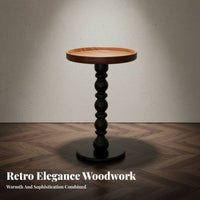 Round Pedestal Side Table Sturdy Wood Pedestal Side Table Vintage Home Styling Furnishing for Apartment Dwellers, Students, Living Room, Bedroom