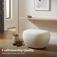 Minimalist Design Pebble-Shaped Pouf Irregular Shape Upholstered Stool Soft Textile Ottoman Multifunctional for Design-Conscious Individuals, Interior Designers, Apartment Dwellers, Dressing Room, Entryway, Walk-in Closet, Bedroom