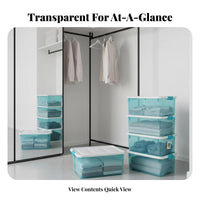 Clear Rolling Under-Bed container Transparent Design Organizer Box Stackable