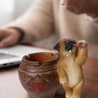 Pug Dog Ashtray Tabletop Vessel Whimsical for Living Room