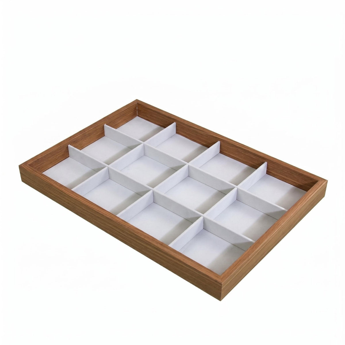 Jewelry Display Tray Walnut Wood-Colored Jewelry Storage Tray Home Organizer Light Gray Raised Side