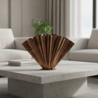 Pleated Metal Vase Shiny Fan-Shaped Vase Rustic for Decorators