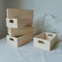 5 Pieces Wooden Boxes with Handles Farmhouse Rustic Nesting Box Sensory Play Trays Space-Saving for Children, Playrooms