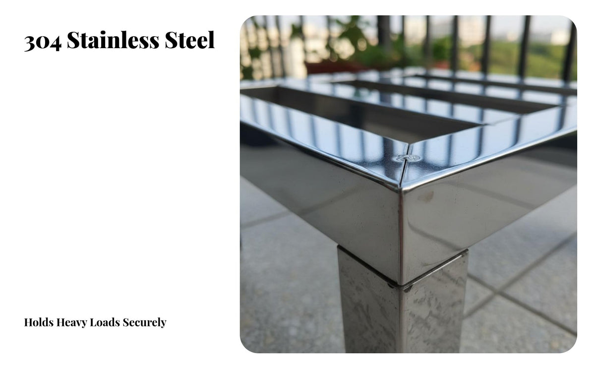 Stainless Steel Plant Stand Indoor and Outdoor Use Single Tier Flower Rack Heavy Duty Metal Plant Stand for Balcony, Patio