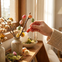 Easter Egg Branch DIY Craft Easter Egg String Festive Spring Floral Stem for Home Stylists, Kids, Vase Arrangement, Table Centerpiece, Wreath Making