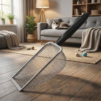 Litter Scooper and Sifter with Pooper Lifter, Stainless Steel Fine Mesh Scooper, Deep Rectangular Shape with Ergonomic Grip for Cat Litter Box