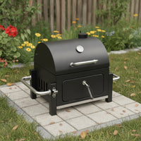 Compact Charcoal Grill Portable Charcoal Barbecue Heavy-Duty Grill with Temperature Gauge Rust-Resistant for Backyard