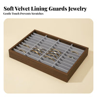 Large Capacity 40-Slot Bracelet Display Tray High-End Design Wooden Bangle Storage Tray Sturdy Wood Frame