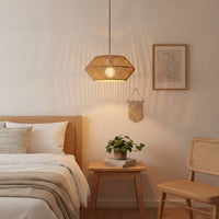Rustic Woven Lampshade Open-Weave Paper Rope Lampshade Farmhouse Boho Lamp Shade Bohemian for Dining Room, Cafe