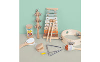 8 Pieces Wooden Music Set with Storage Box Educational Wooden Musical Instruments Exploratory Percussion Set for Preschoolers, Daycare