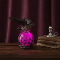 Halloween Raven Lamp Spooky Gothic Raven Light Ambient Bird Statue with Bulb Warm for Desks