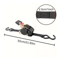 Automatic Retracting Retractable Tie-down Strap Compact Retractable Ratchet Strap Long-Lasting Ratchet Tie-down with Hooks Ergonomic for Outdoor Enthusiasts, Cargo Transport