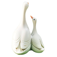 Mother and Young Duck Figurine Resin White Duck Statue Gift Choice for Micro Landscape, Garden, Desk