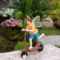 Creative Design Fairy Boy Scooter Figurine Ideal Gift Scooter Boy Statue Resin Elf Ornament for Desktop
