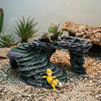 Tortoise House and Turtle Rock Hide, Resin Basking Perch for Reptile Stone Tortoise Rock Plate for Reptiles and Snakes